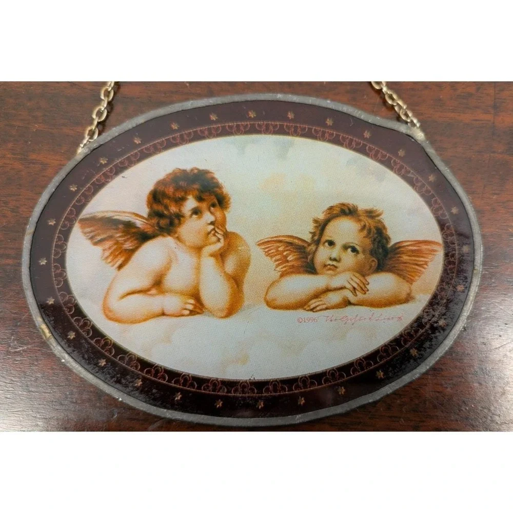 Vintage Cherub Angel Tapestry Throw Pillow & Mini Wall Hanging Set Renaissance
